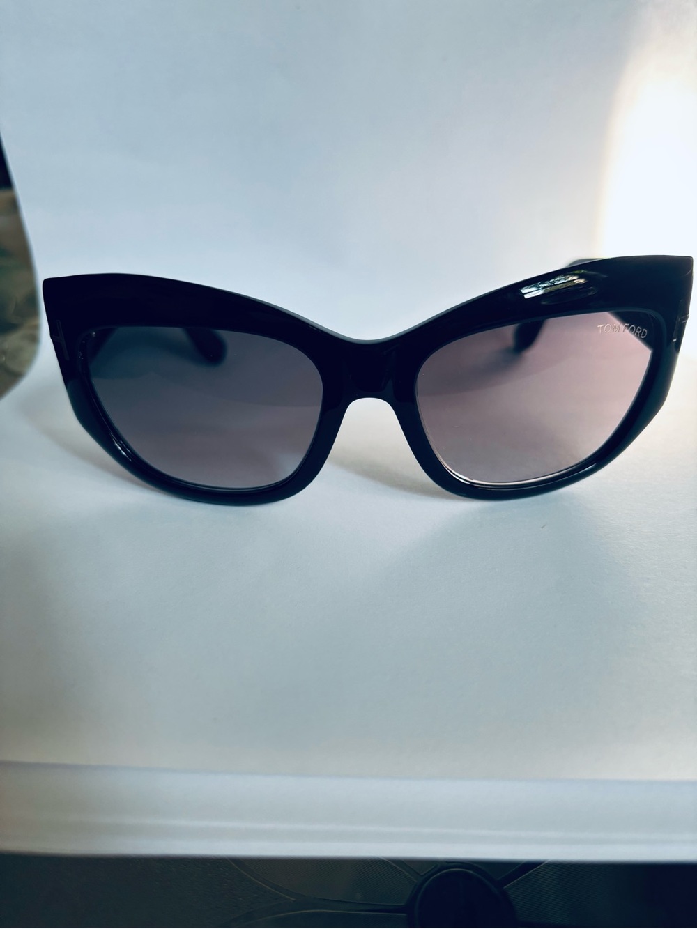 Tom Ford Black Cat-Eye Sunglasses with Gradient Smoke Lenses